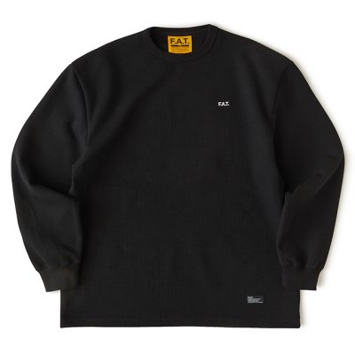 画像1: FAT｜WARMAL ワッフルカットソー｜BLACK