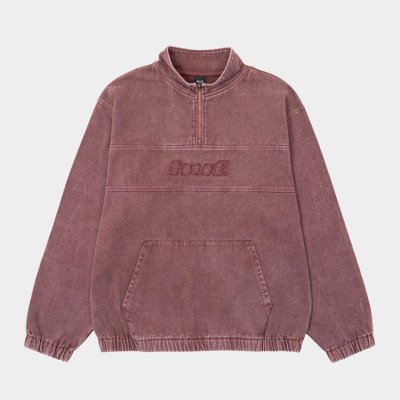 画像1: HUF｜DISTRESSED LOGO HALF ZIP｜MAHOGANY