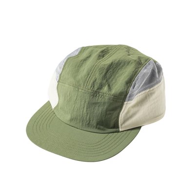 画像1: RUTSUBO｜ルツボ NYLON DYE 5 PANEL SIDE MESH CAP｜OLIVE×OFF