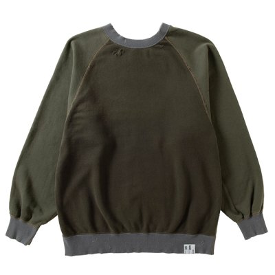 画像1: NEXUSVII.｜R/S DAMAGED 3TONE SWEAT｜FADE OLIVE