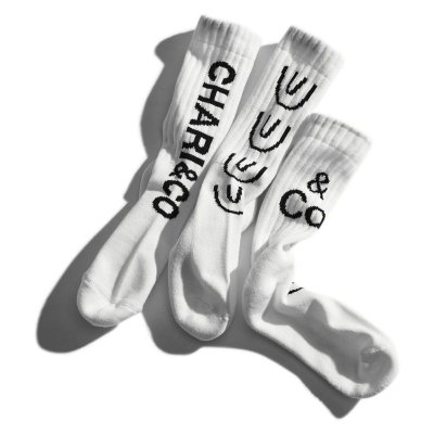 画像1: CHARI&CO｜xCHING & CO SIGNATURE SOCKS 靴下｜WHITE