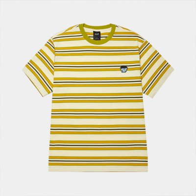 画像1: HUF｜BIG BLOCK STRIPE BOXY TOP｜PALE YELLOW