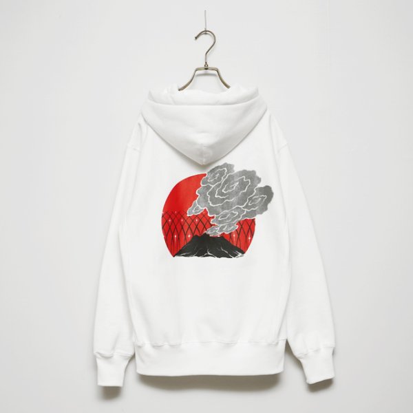 画像1: BOUNCE ORIGINAL×LUZUMAKI｜ルズマキ コラボレーション "U.S.A.KURAJIMA" HOODIE スウェットパーカー｜WHITE (1)