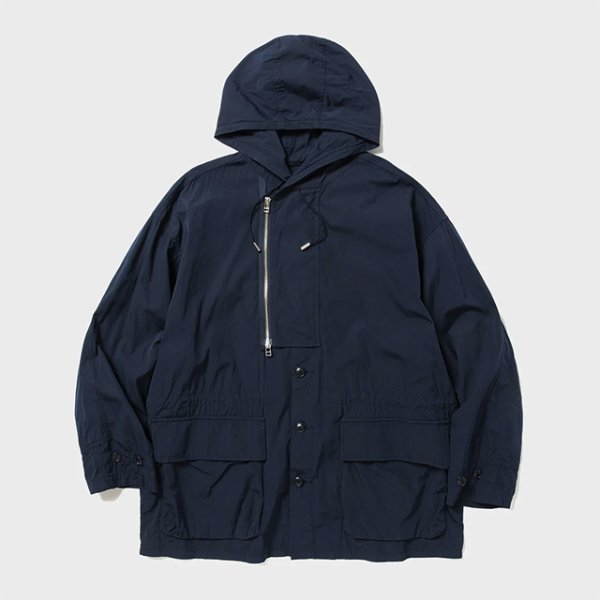 画像1: meanswhile｜TRINITY CLOTH SHIRT HOODIE｜NAVY (1)