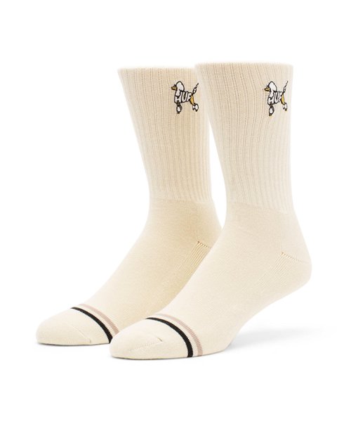 画像1: HUF｜POODLE CREW SOCKS  靴下｜CREAM (1)