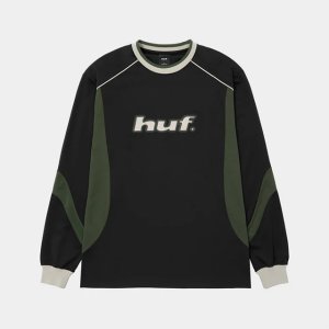 画像1: HUF｜DISTRESSED LOGO CREW｜BLACK (1)