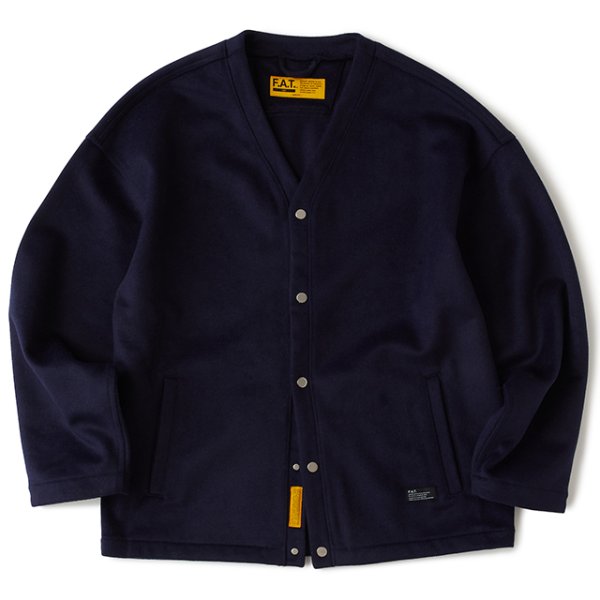 画像1: FAT｜WOOLIGAN カーディガン｜NAVY (1)