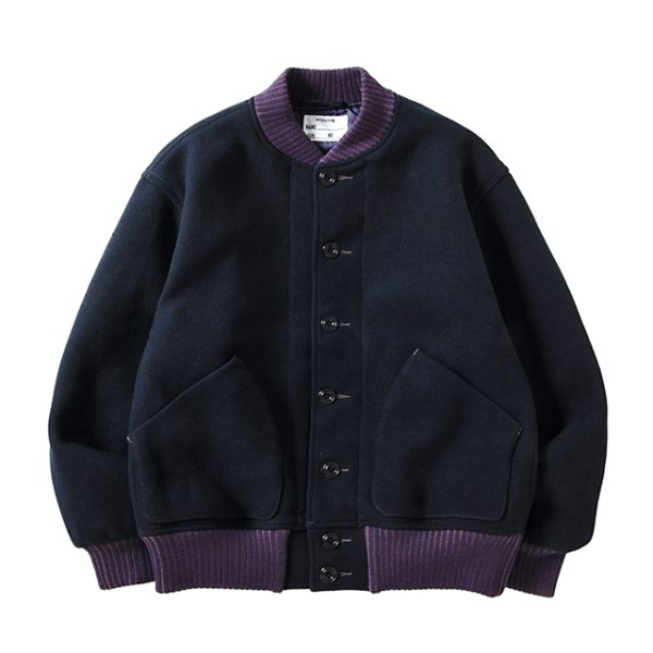 画像1: NEXUSVII.｜BUTTON VERSITY JACKET｜NAVY (1)