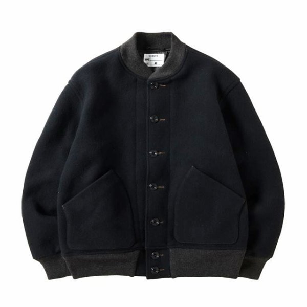 画像1: NEXUSVII.｜BUTTON VERSITY JACKET｜BLACK (1)