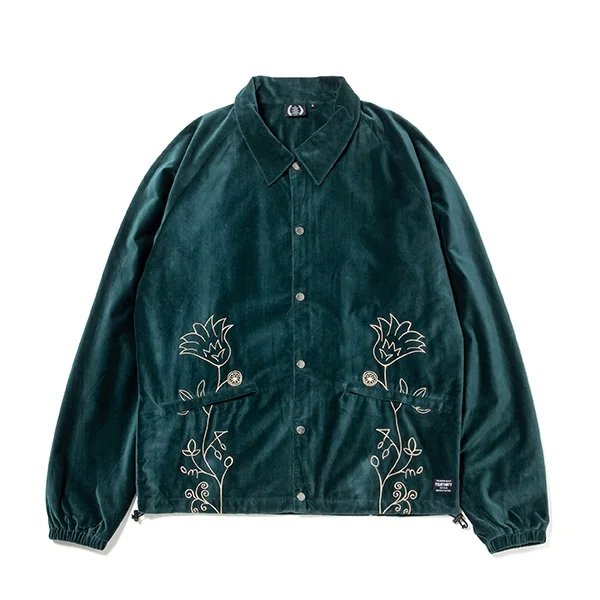 画像1: 430fourthirty｜VELOUR COACH JACKET｜GREEN (1)