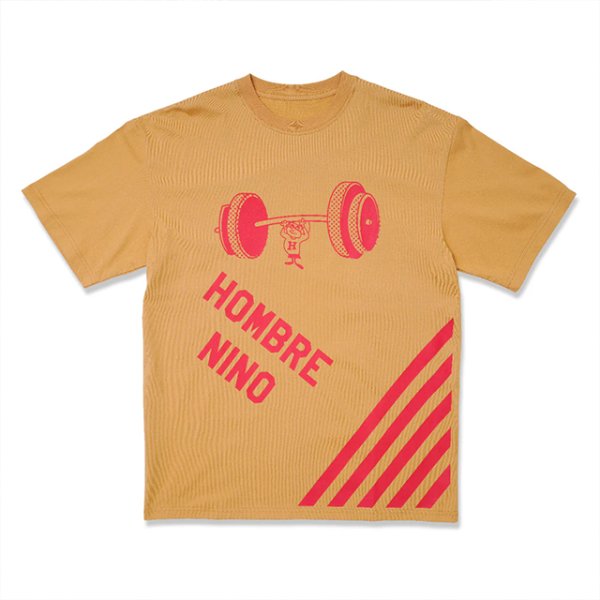 画像1: Hombre Nino｜BARBELL KUN S/S PRINT TEE｜G.BEIGE (1)