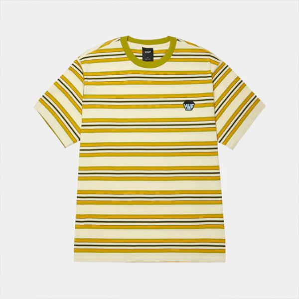 画像1: HUF｜BIG BLOCK STRIPE BOXY TOP｜PALE YELLOW (1)