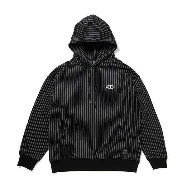 画像1: 430fourthirty｜STRIPE P/O PARKA プルオーバーパーカー｜BLACK (1)